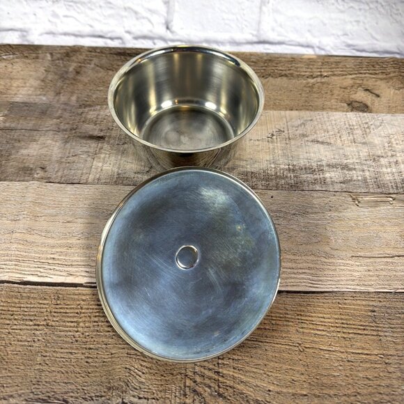 Vintage MCM 1950s Chrome Plated Round Lidded Butter Margarine Dish Serving Bowl - Picture 3 of 10